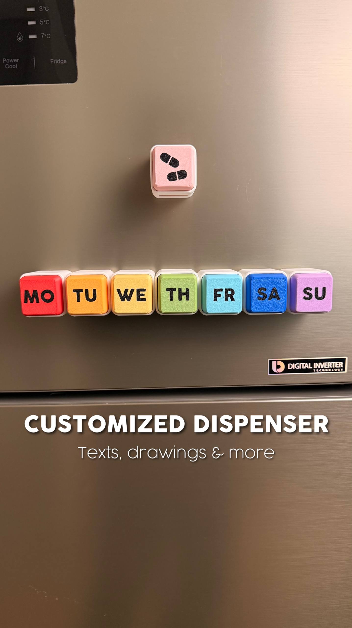 PILL PUSH Daily Pill Dispenser – Magnetic One-Push 3D Printed Medication Holder