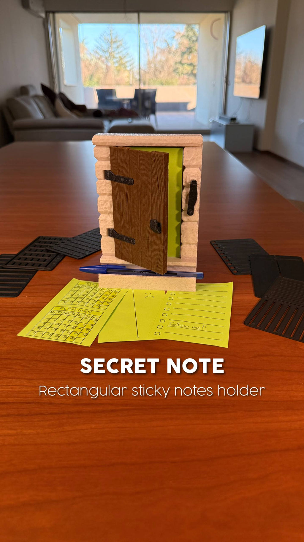 Sticky notes holder and stencils