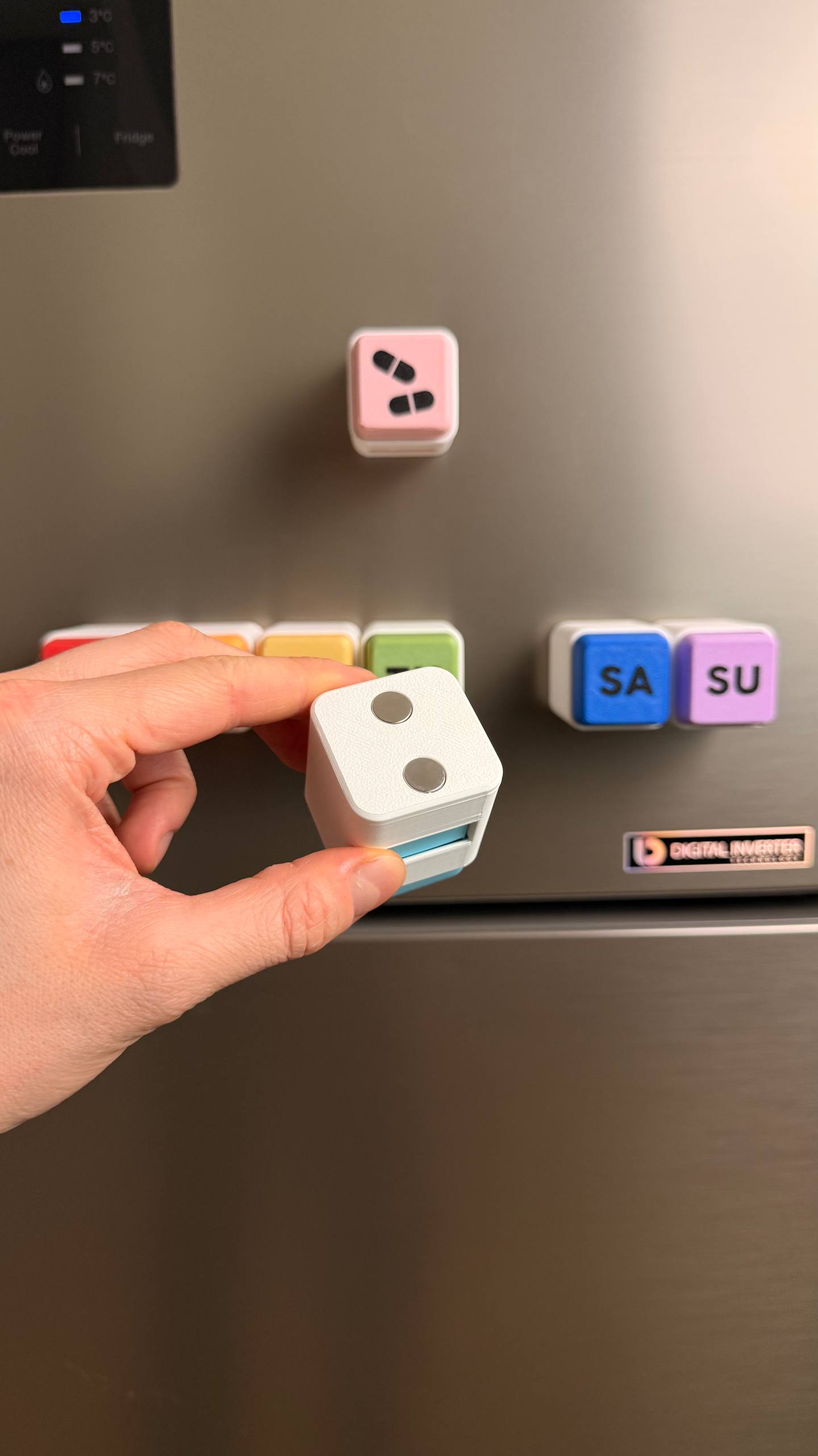 PILL PUSH Daily Pill Dispenser – Magnetic One-Push 3D Printed Medication Holder
